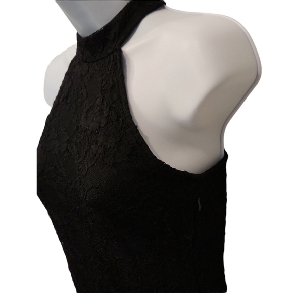 One Clothing Halter Lace Overlay Keyhole Back Dress - Picture 7 of 10